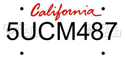 5UCM487 California License Plate