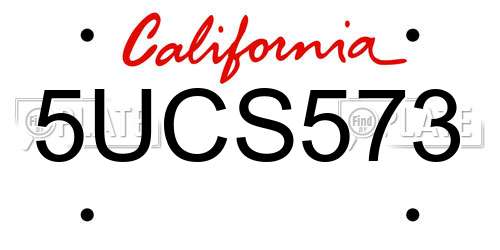 5UCS573 California License Plate