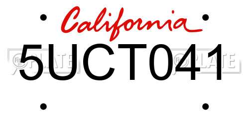 5UCT041 California License Plate