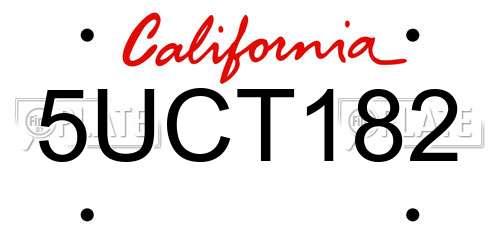 5UCT182 California License Plate