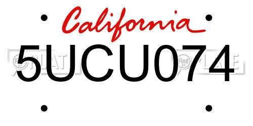 5UCU074 California License Plate