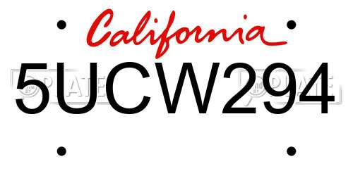 5UCW294 California License Plate