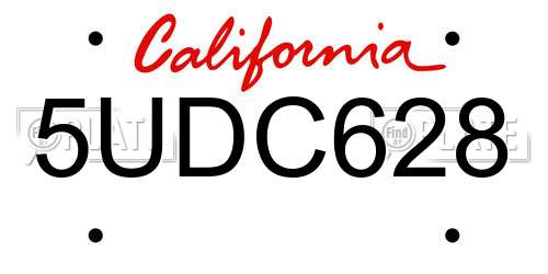 5UDC628 California License Plate