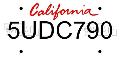 5UDC790 California License Plate