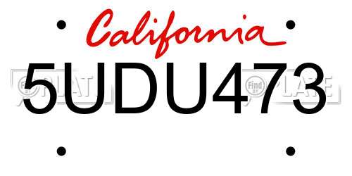 5UDU473 California License Plate