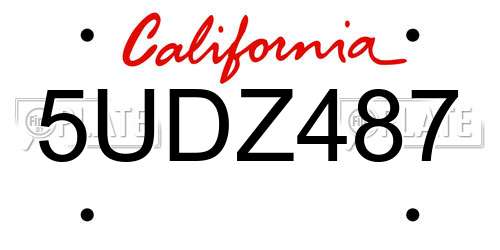5UDZ487 California License Plate