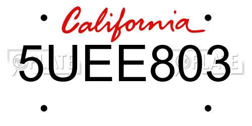 5UEE803 California License Plate
