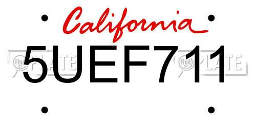 5UEF711 California License Plate