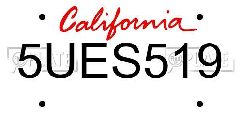 5UES519 California License Plate
