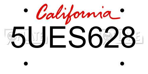5UES628 California License Plate