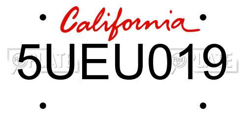 5UEU019 California License Plate