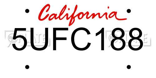 5UFC188 California License Plate