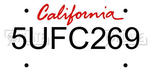 5UFC269 California License Plate