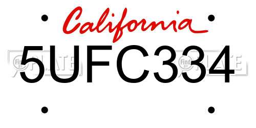 5UFC334 California License Plate