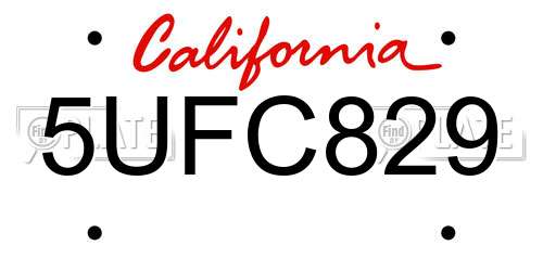 5UFC829 California License Plate