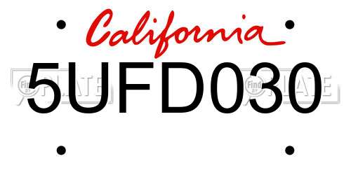5UFD030 California License Plate