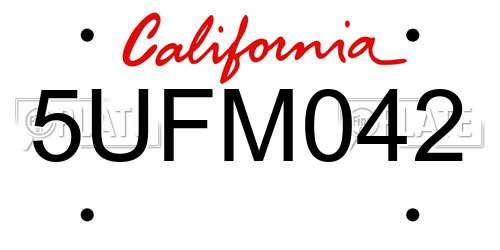 5UFM042 California License Plate
