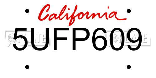 5UFP609 California License Plate