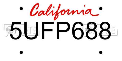 5UFP688 California License Plate