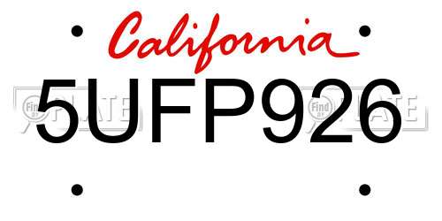 5UFP926 California License Plate