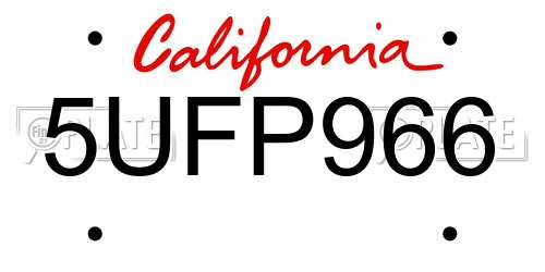 5UFP966 California License Plate