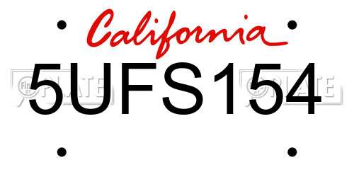 5UFS154 California License Plate