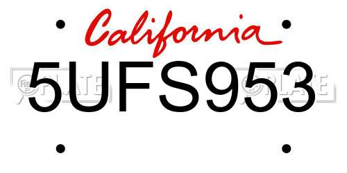5UFS953 California License Plate