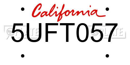 5UFT057 California License Plate