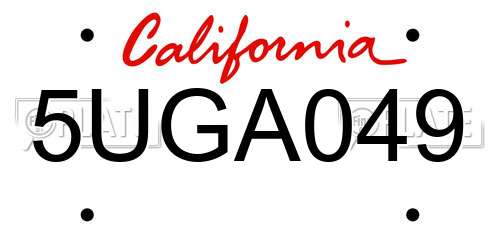 5UGA049 California License Plate