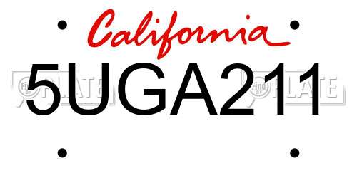 5UGA211 California License Plate
