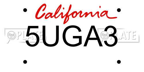 5UGA3 California License Plate
