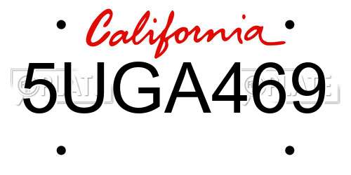 5UGA469 California License Plate