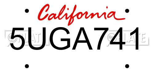5UGA741 California License Plate