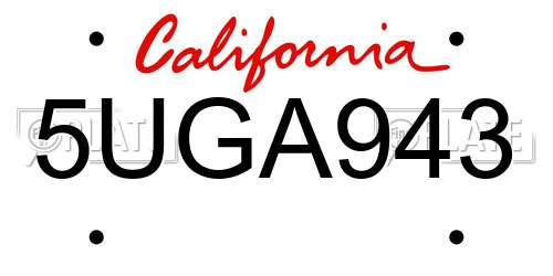 5UGA943 California License Plate