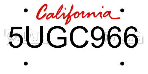 5UGC966 California License Plate