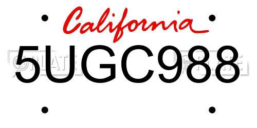 5UGC988 California License Plate