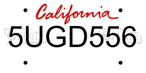 5UGD556 California License Plate