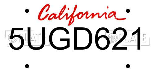 5UGD621 California License Plate