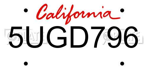 5UGD796 California License Plate