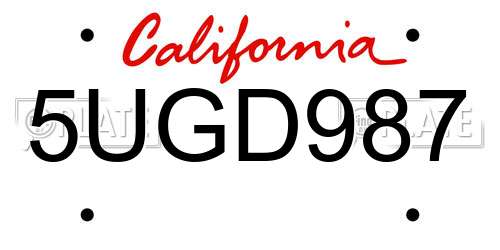 5UGD987 California License Plate