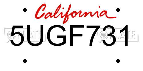 5UGF731 California License Plate