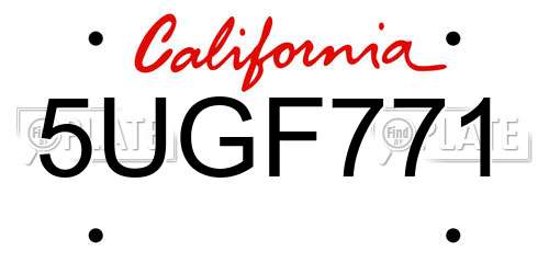5UGF771 California License Plate