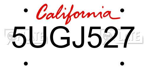 5UGJ527 California License Plate