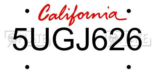 5UGJ626 California License Plate