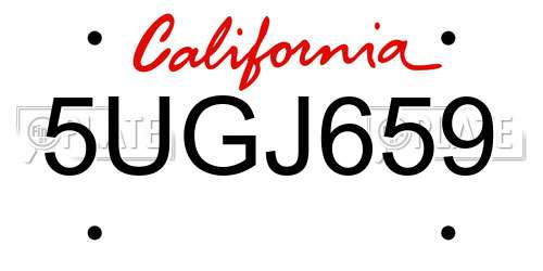 5UGJ659 California License Plate