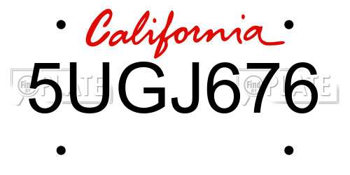 5UGJ676 California License Plate