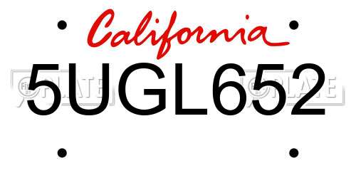 5UGL652 California License Plate