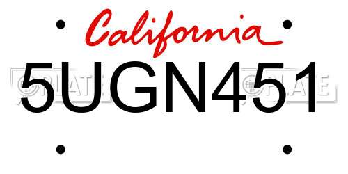 5UGN451 California License Plate