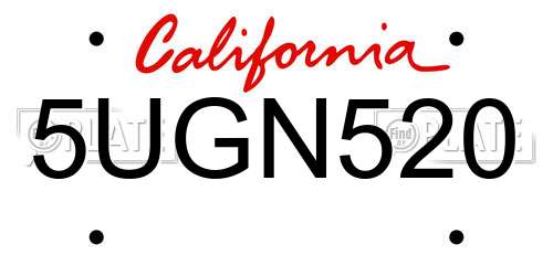 5UGN520 California License Plate
