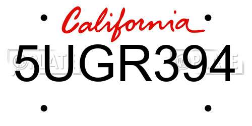 5UGR394 California License Plate